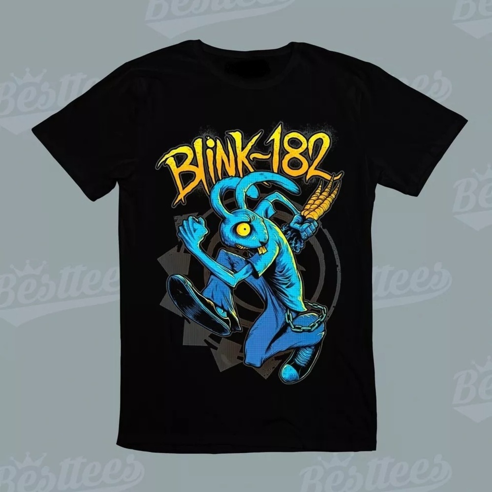 BLINK 182 World Tour American Rock Pop Music Band Rabbit Tee T-Shirt